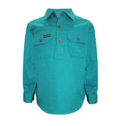 Turquoise Kids Half Placket Light Cotton Shirt