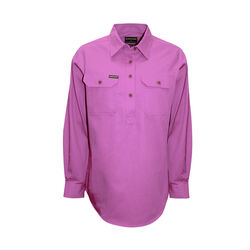 Violet Womens Half Placket Light Cotton Long Sleeve Shirt