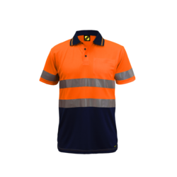 WORKCRAFT POLOS HI VIS TWO TONE SHORT SLEEVE MICROMESH POLO WITH POCKET AND CSR 