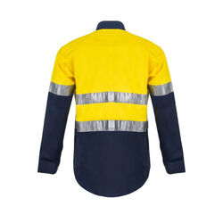 WORKCRAFT  LIGHTWEIGHT HI VIS TWO TONE LONG SLEEVE VENTED COTTON DRILL SHIRT WIT