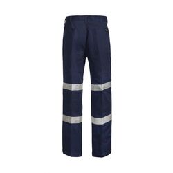 WORKCRAFT - MEN'S  TROUSERS  SINGLE PLEAT COTON DRILL TROUSER WITH REFLECTI