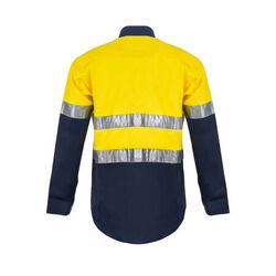 WORKCRAFT   MENS   HI VIS TWO TONE LONG SLEEVE COTTON DRILL SHIRT WITH CSR REFLE