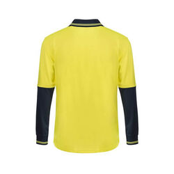 WORKCRAFT    POLOS   HI VIS TWO TONE LONG SLEEVE MICROMESH POLO WITH POCKET