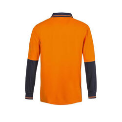 WORKCRAFT    POLOS   HI VIS TWO TONE LONG SLEEVE MICROMESH POLO WITH POCKET