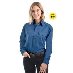 Wedgewood Unisex Light Cotton Drill L/Sleeve Shirt Half Placket