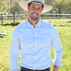 White Mens Callum Tailored L Sleeve Shirt