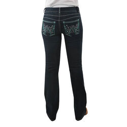 Wrangler - Womens Jewel Blue Mid Rise Jeans 34 leg